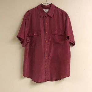 KAZU Men’s Berry 100% Silk Short Sleeve Shirt—SizeM